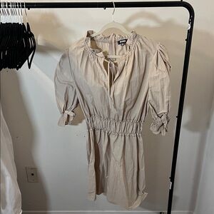 Missguided Beige Puff Sleeve Dress size 14